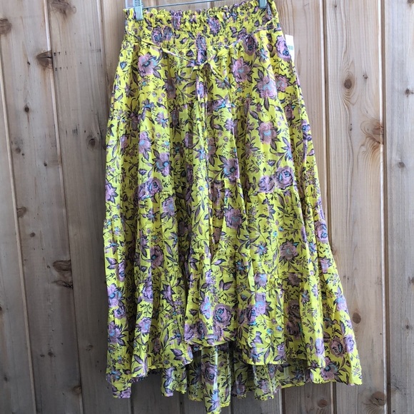 ANTHROPOLOGIE Clarabelle Maxi Skirt yellow with florals SIZE M NWT - Picture 2 of 15